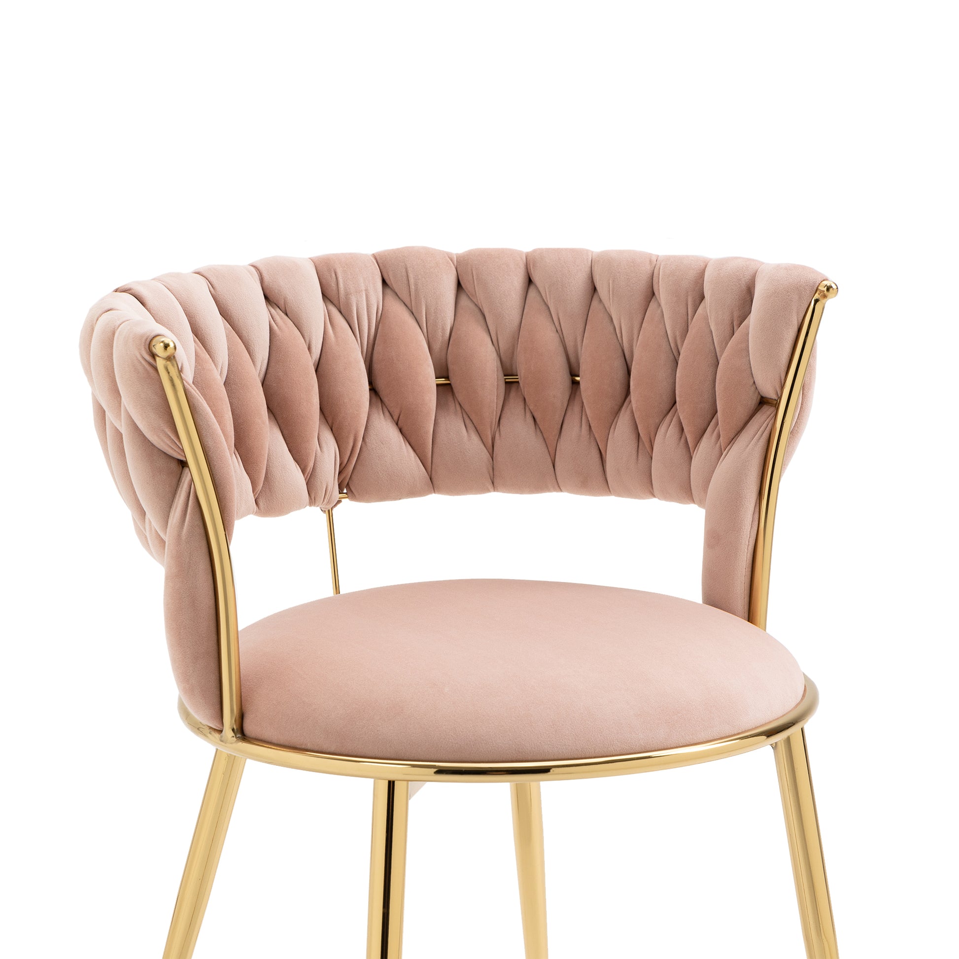 Coolmore Velvet Dining Chairs Set Of 2, Woven Upholstered Dining Chairs With Gold Metal Legs, Modern Accent Chairs For Living Room, Dining Room, Kitchen Pink Velvet Pink Foam Velvet