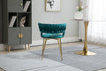 Coolmore Velvet Dining Chairs Set Of 2, Woven Upholstered Dining Chairs With Gold Metal Legs, Modern Accent Chairs For Living Room, Dining Room, Kitchen Teal Velvet Teal Foam Velvet