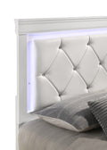 Queen 5 Pc Tufted Upholstery Led Bedroom Set Made With Wood In White Box Spring Required Queen White Wood 5 Piece Set Bedroom Bed Included,Chest Included,Dresser Included,Mirror Included,Nightstand