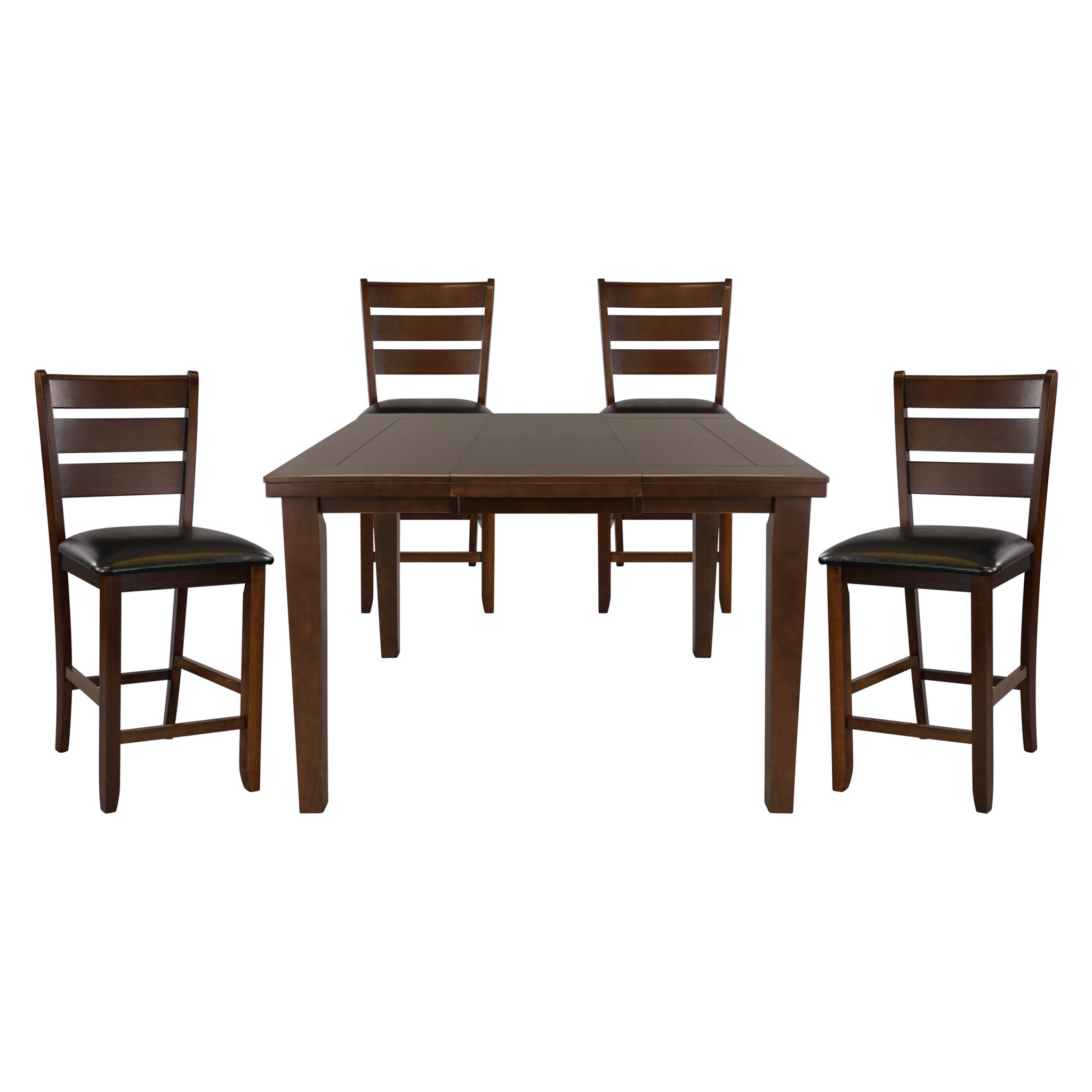 Contemporary Dining 5Pc Set Counter Height Table W Self Storing Extension Leaf And 4X Counter Height Chairs Dark Oak Finish Dining Room Furniture Wood Wood Oak Ladder Back Seats 4 Wood Dining Room Butterfly Leaf Extendable Contemporary Dining Table With
