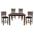 Contemporary Dining 5Pc Set Counter Height Table W Self Storing Extension Leaf And 4X Counter Height Chairs Dark Oak Finish Dining Room Furniture Wood Wood Oak Ladder Back Seats 4 Wood Dining Room Butterfly Leaf Extendable Contemporary Dining Table With