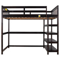 Full Size Loft Bed With Storage Shelves And Under Bed Desk, Espresso Old Sku:Sm000246Aap 1 Box Spring Not Required Full Espresso Wood Bedroom Pine