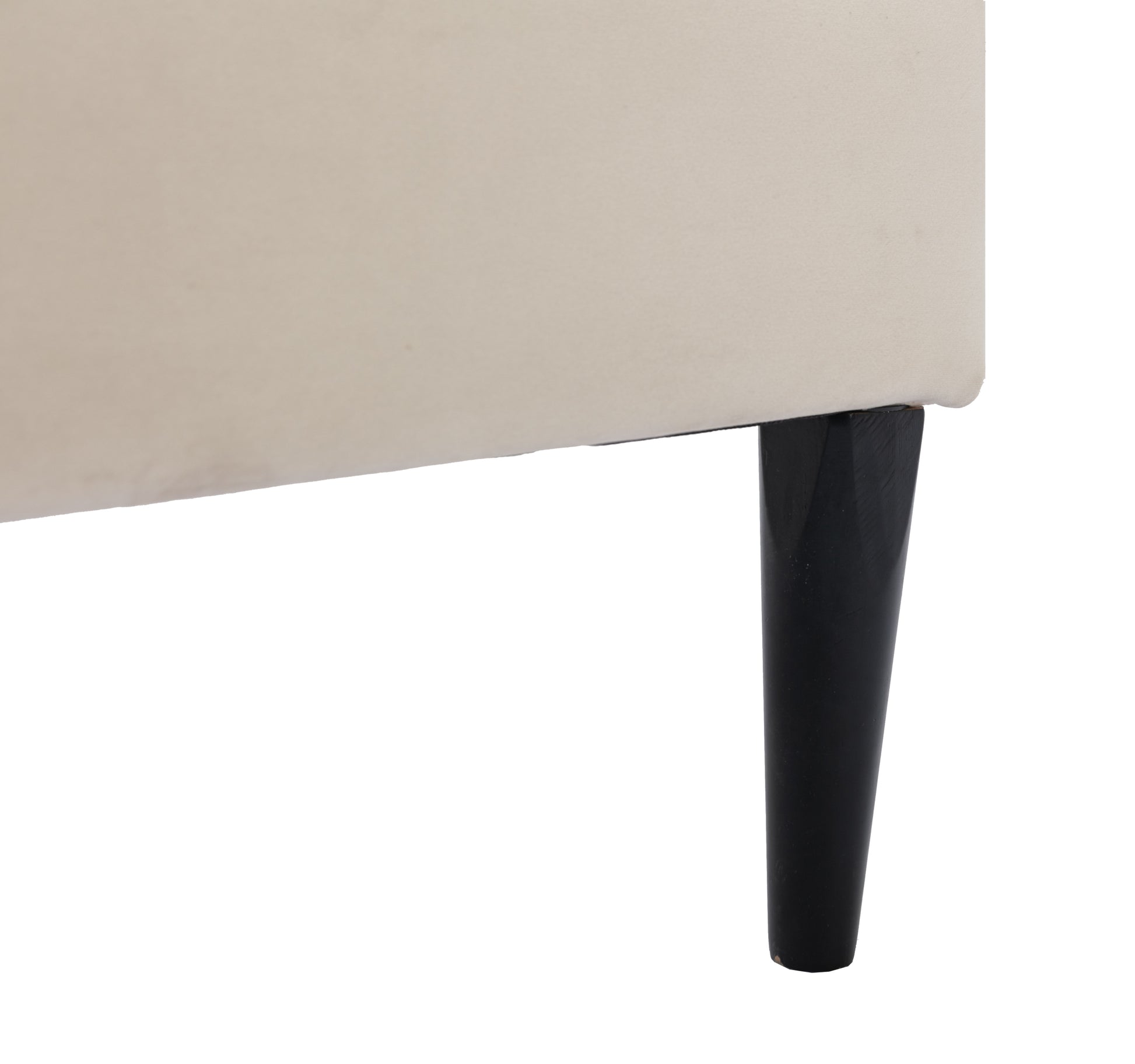 Modern Curved Upholstered Bed, Trim Queen Cream Plywood Fabric