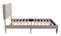 Modern Curved Upholstered Bed, Trim Queen Cream Plywood Fabric