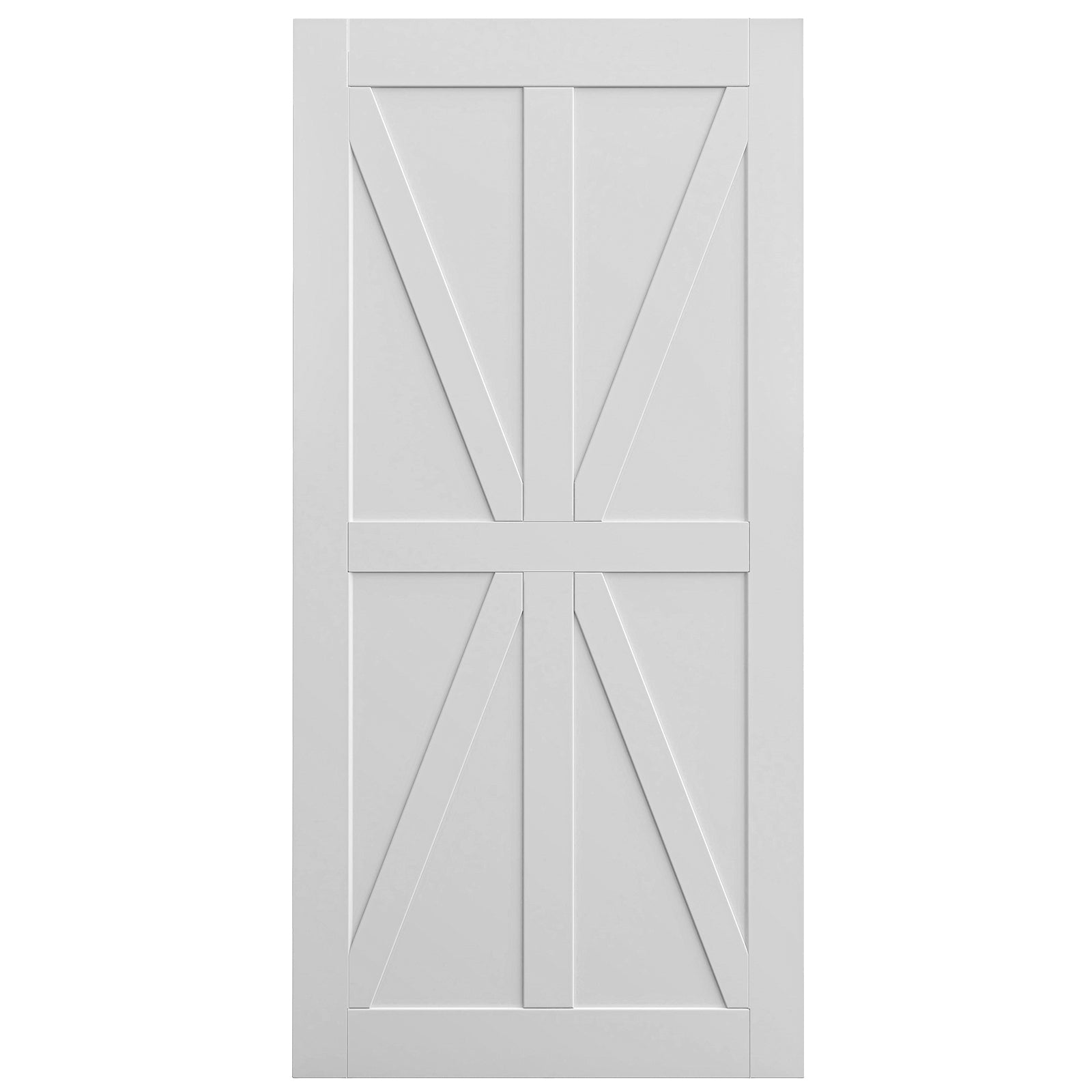 32" X 84" Star Style Real Primed Door Slab 6.6Ft Barn Door Sliding Hardware Adjustable Floor Guider Pull Handle, Diy Unfinished Paneled Door, Modern Interior Barn Door, Moisture Proof White Mdf