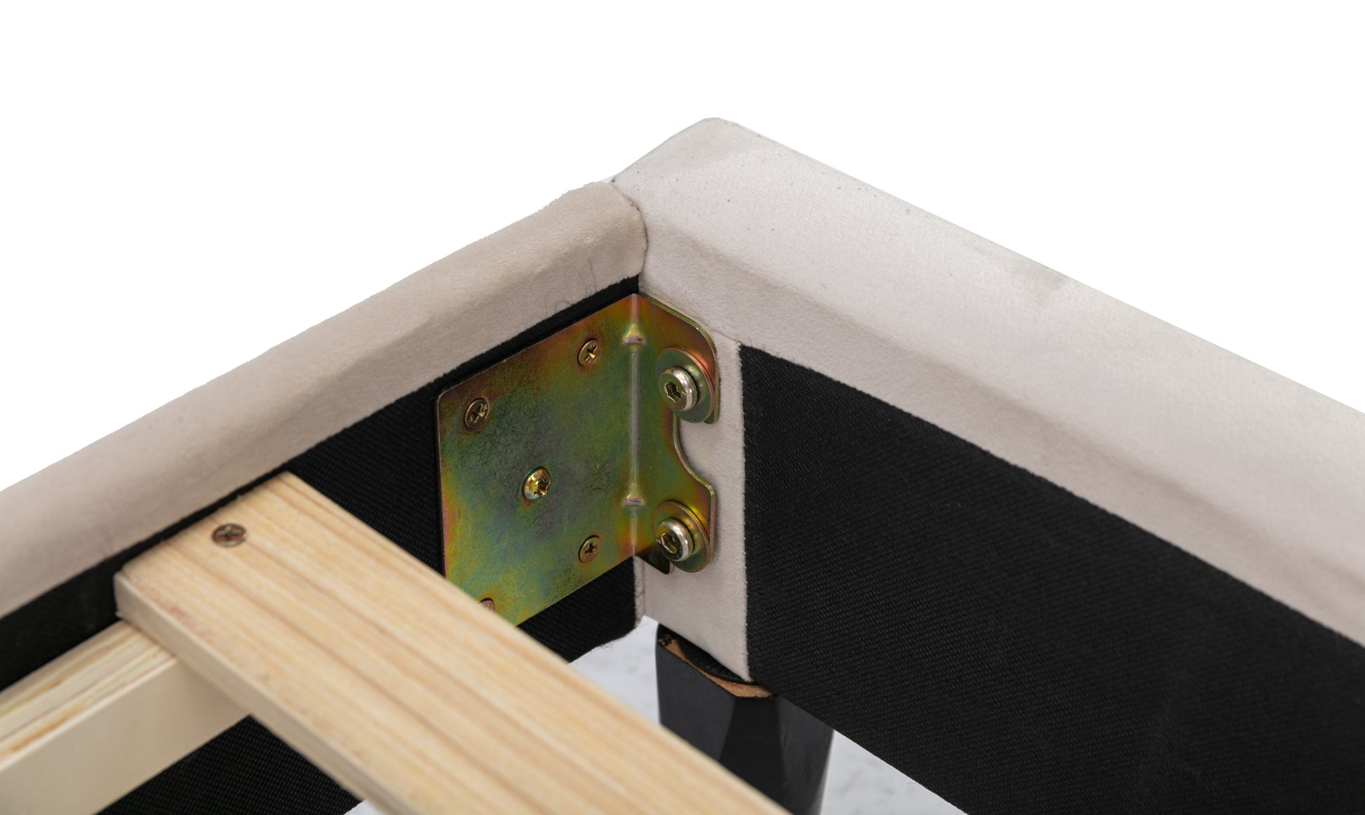 Modern Curved Upholstered Bed, Trim Queen Cream Plywood Fabric