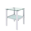 Glass Two Layer Tea Table, Small Round Table, Bedroom Corner Table, Living Room White Side Table White White Glass