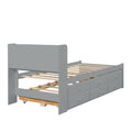 Twin Bed With Twin Trundle,Drawers,Grey Twin Grey Pine