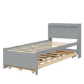 Twin Bed With Twin Trundle,Drawers,Grey Twin Grey Pine