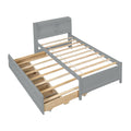 Twin Bed With Twin Trundle,Drawers,Grey Twin Grey Pine
