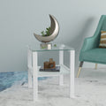 Glass Two Layer Tea Table, Small Round Table, Bedroom Corner Table, Living Room White Side Table White White Glass