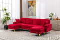 Coolmore U Shape Sectional Sofa With Ottomanreversible Sofa Couch For Living Room,Spacious Furniture,Durable Couch Removable And Machine Washable Cover Red Velvet Red Primary Living Space Foam Velvet 4 Seat