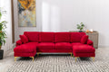 Coolmore U Shape Sectional Sofa With Ottomanreversible Sofa Couch For Living Room,Spacious Furniture,Durable Couch Removable And Machine Washable Cover Red Velvet Red Primary Living Space Foam Velvet 4 Seat
