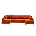 Coolmore U Shape Sectional Sofa With Ottomanreversible Sofa Couch For Living Room,Spacious Furniture,Durable Couch Removable And Machine Washable Cover Orange Velvet Orange Primary Living Space Foam Velvet 4 Seat