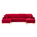 Coolmore U Shape Sectional Sofa With Ottomanreversible Sofa Couch For Living Room,Spacious Furniture,Durable Couch Removable And Machine Washable Cover Red Velvet Red Primary Living Space Foam Velvet 4 Seat