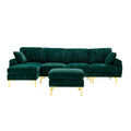 Coolmore U Shape Sectional Sofa With Ottomanreversible Sofa Couch For Living Room,Spacious Furniture,Durable Couch Removable And Machine Washable Cover Emerald Velvet Emerald Primary Living Space Foam Velvet 4 Seat
