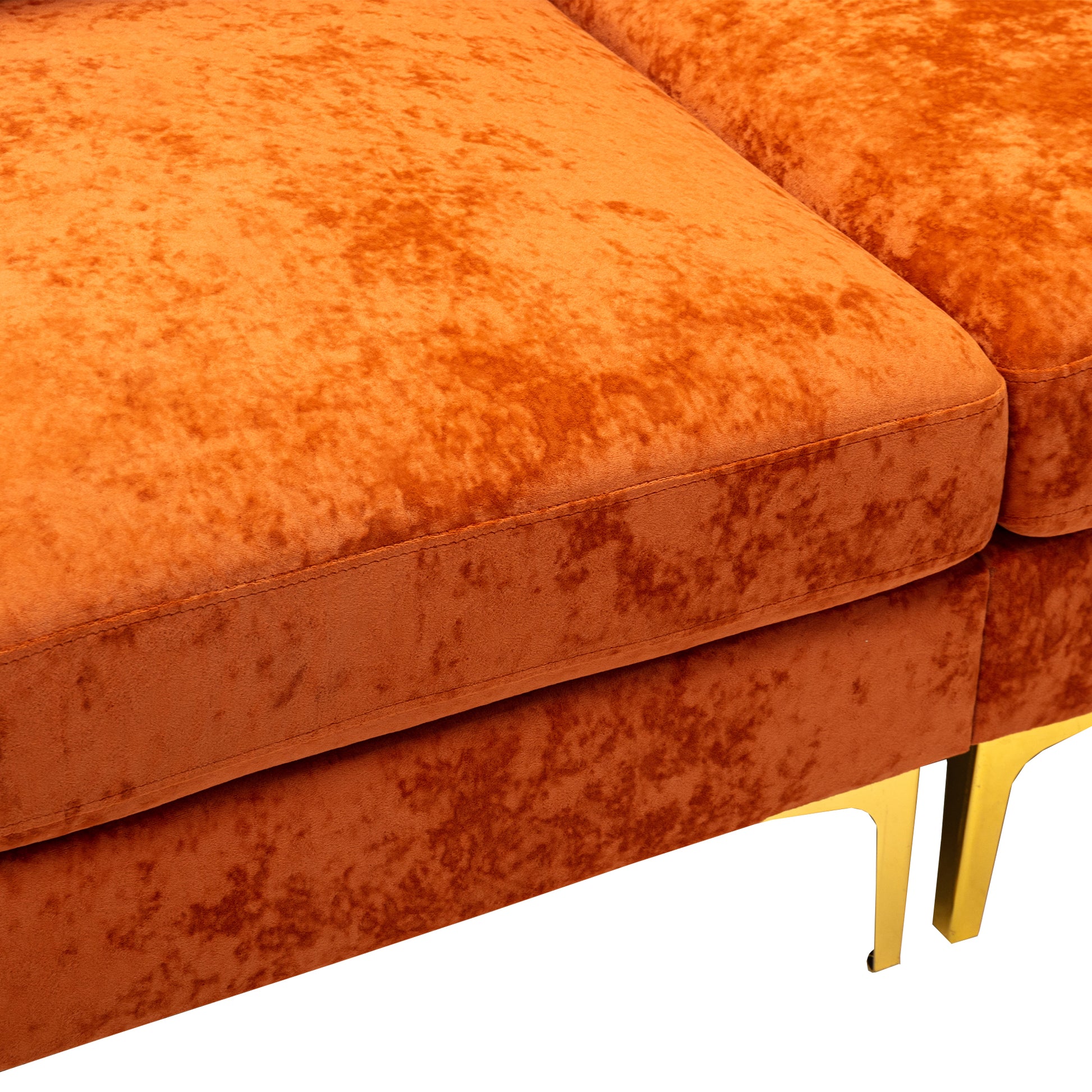 Coolmore U Shape Sectional Sofa With Ottomanreversible Sofa Couch For Living Room,Spacious Furniture,Durable Couch Removable And Machine Washable Cover Orange Velvet Orange Primary Living Space Foam Velvet 4 Seat