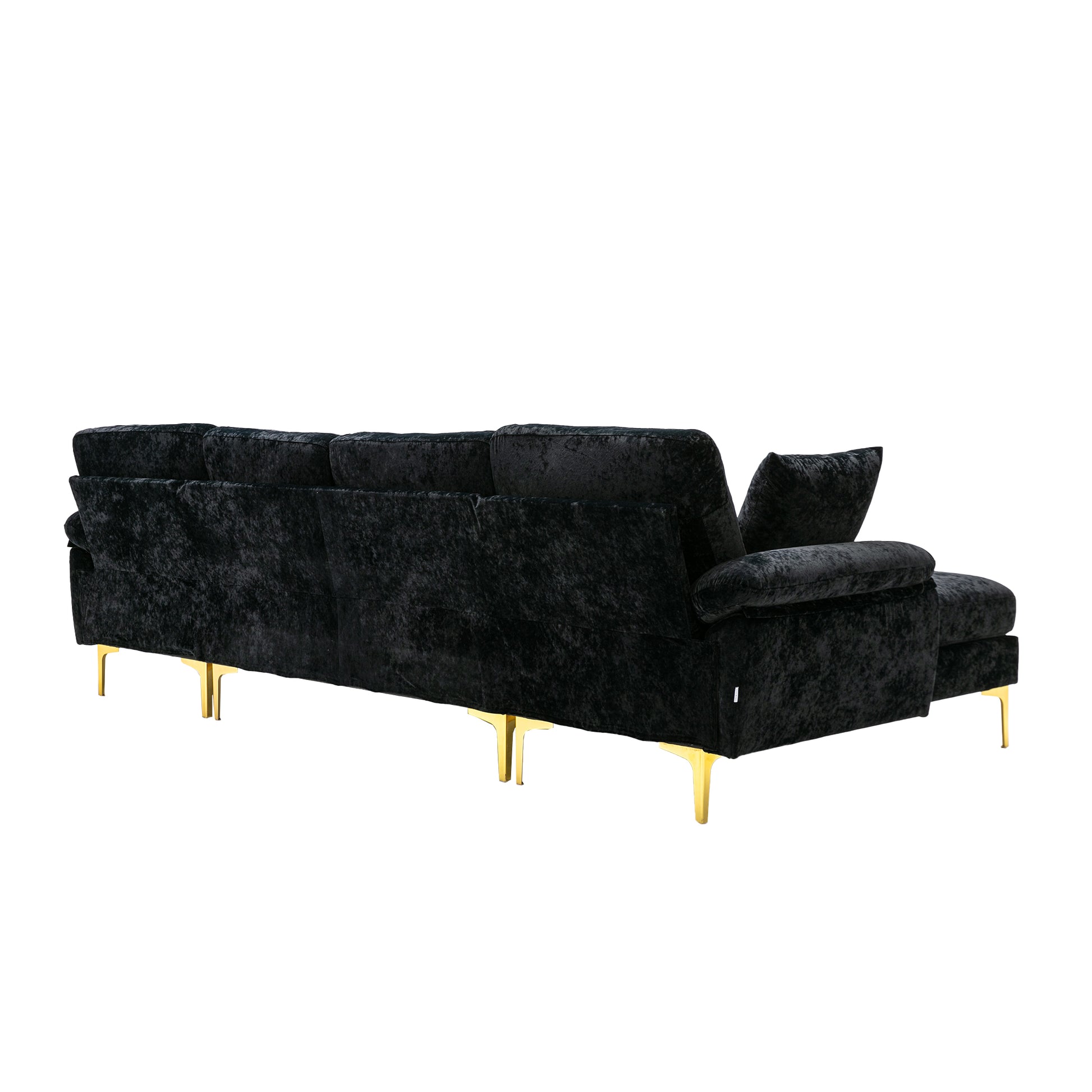 Coolmore U Shape Sectional Sofa With Ottomanreversible Sofa Couch For Living Room,Spacious Furniture,Durable Couch Removable And Machine Washable Cover Black Velvet Black Primary Living Space Foam Velvet 4 Seat