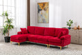 Coolmore U Shape Sectional Sofa With Ottomanreversible Sofa Couch For Living Room,Spacious Furniture,Durable Couch Removable And Machine Washable Cover Red Velvet Red Primary Living Space Foam Velvet 4 Seat