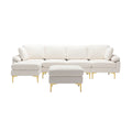 Coolmore U Shape Sectional Sofa With Ottomanreversible Sofa Couch For Living Room,Spacious Furniture,Durable Couch Removable And Machine Washable Cover White Teddy White Foam Velvet 4 Seat