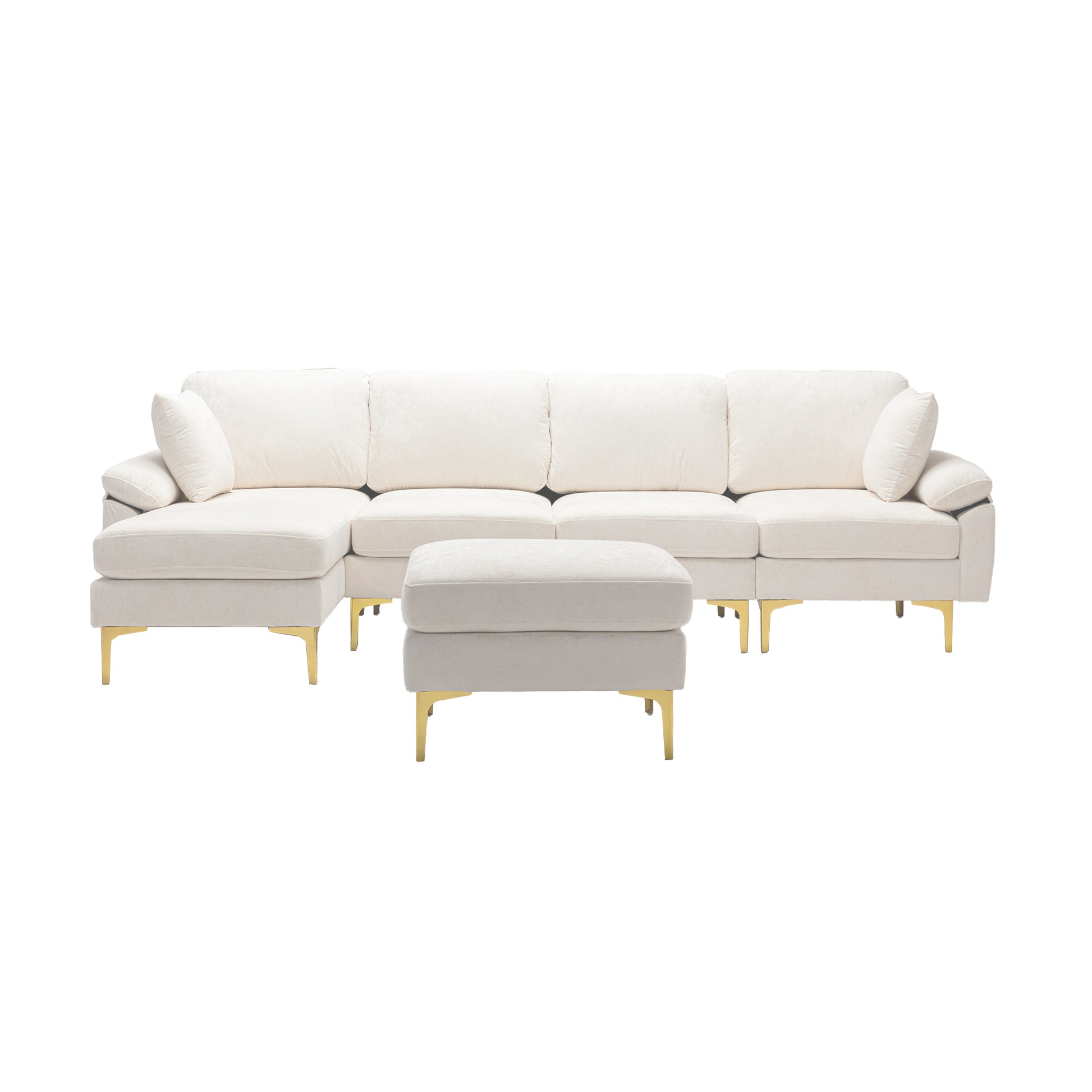 Coolmore U Shape Sectional Sofa With Ottomanreversible Sofa Couch For Living Room,Spacious Furniture,Durable Couch Removable And Machine Washable Cover White Teddy White Foam Velvet 4 Seat