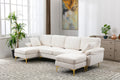 Coolmore U Shape Sectional Sofa With Ottomanreversible Sofa Couch For Living Room,Spacious Furniture,Durable Couch Removable And Machine Washable Cover White Teddy White Foam Velvet 4 Seat