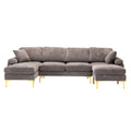 Coolmore U Shape Sectional Sofa With Ottomanreversible Sofa Couch For Living Room,Spacious Furniture,Durable Couch Removable And Machine Washable Cover Grey Velvet Grey Primary Living Space Foam Velvet 4 Seat