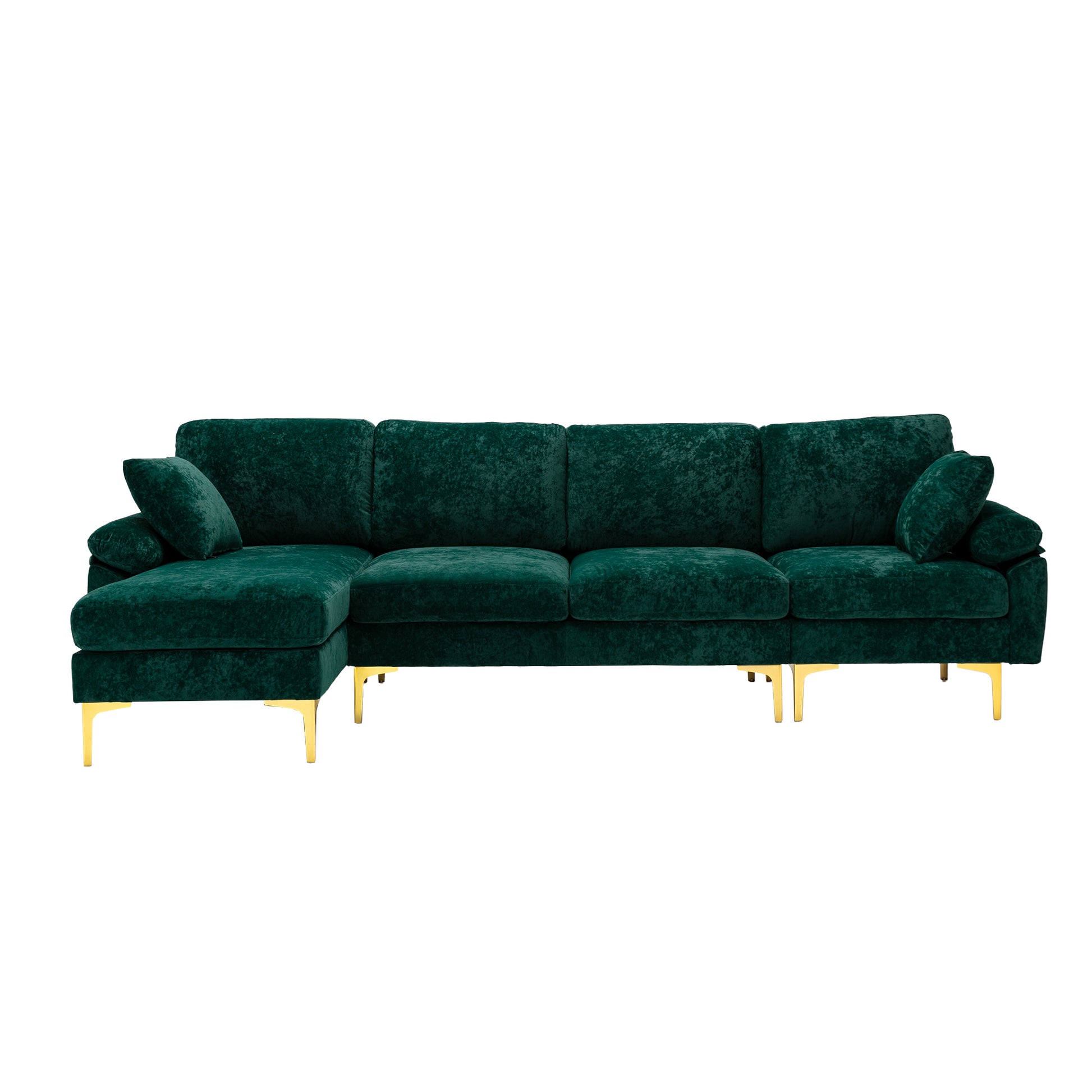 Coolmore U Shape Sectional Sofa With Ottomanreversible Sofa Couch For Living Room,Spacious Furniture,Durable Couch Removable And Machine Washable Cover Emerald Velvet Emerald Primary Living Space Foam Velvet 4 Seat