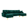 Coolmore U Shape Sectional Sofa With Ottomanreversible Sofa Couch For Living Room,Spacious Furniture,Durable Couch Removable And Machine Washable Cover Emerald Velvet Emerald Primary Living Space Foam Velvet 4 Seat