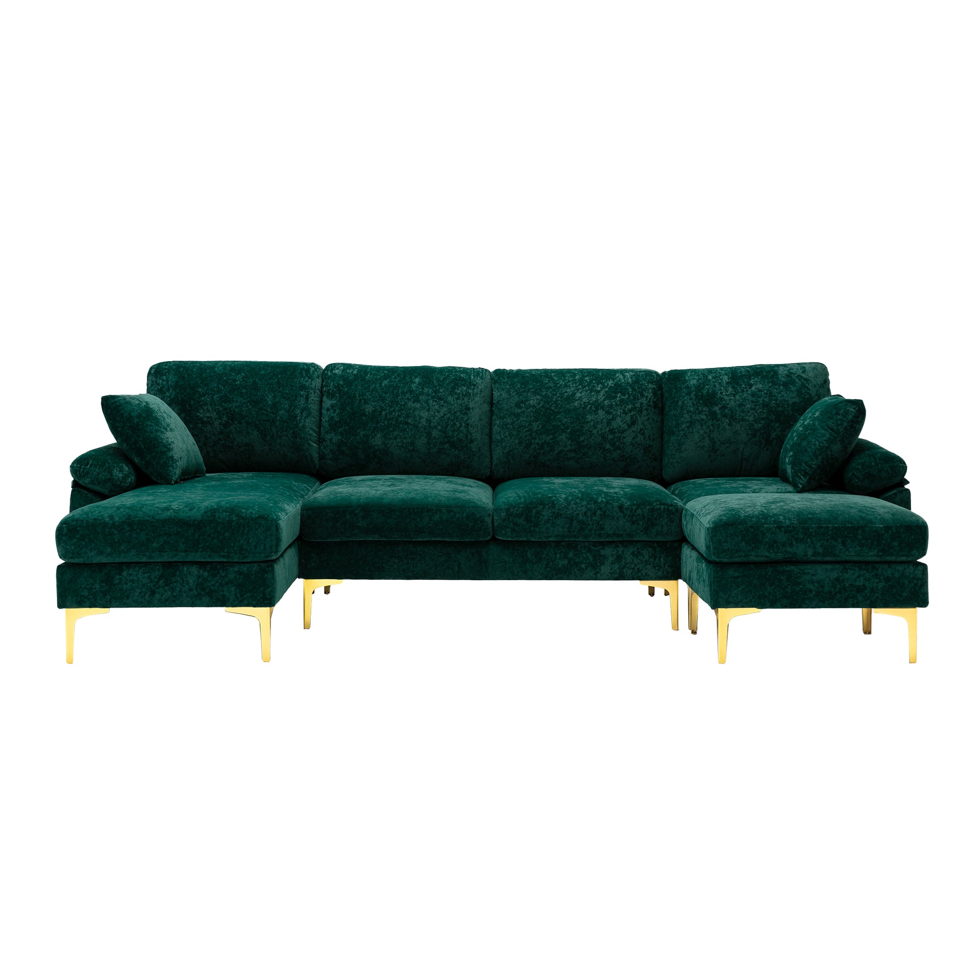 Coolmore U Shape Sectional Sofa With Ottomanreversible Sofa Couch For Living Room,Spacious Furniture,Durable Couch Removable And Machine Washable Cover Emerald Velvet Emerald Primary Living Space Foam Velvet 4 Seat