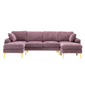 Coolmore U Shape Sectional Sofa With Ottomanreversible Sofa Couch For Living Room,Spacious Furniture,Durable Couch Removable And Machine Washable Cover Purple Velvet Purple Primary Living Space Foam Velvet 4 Seat