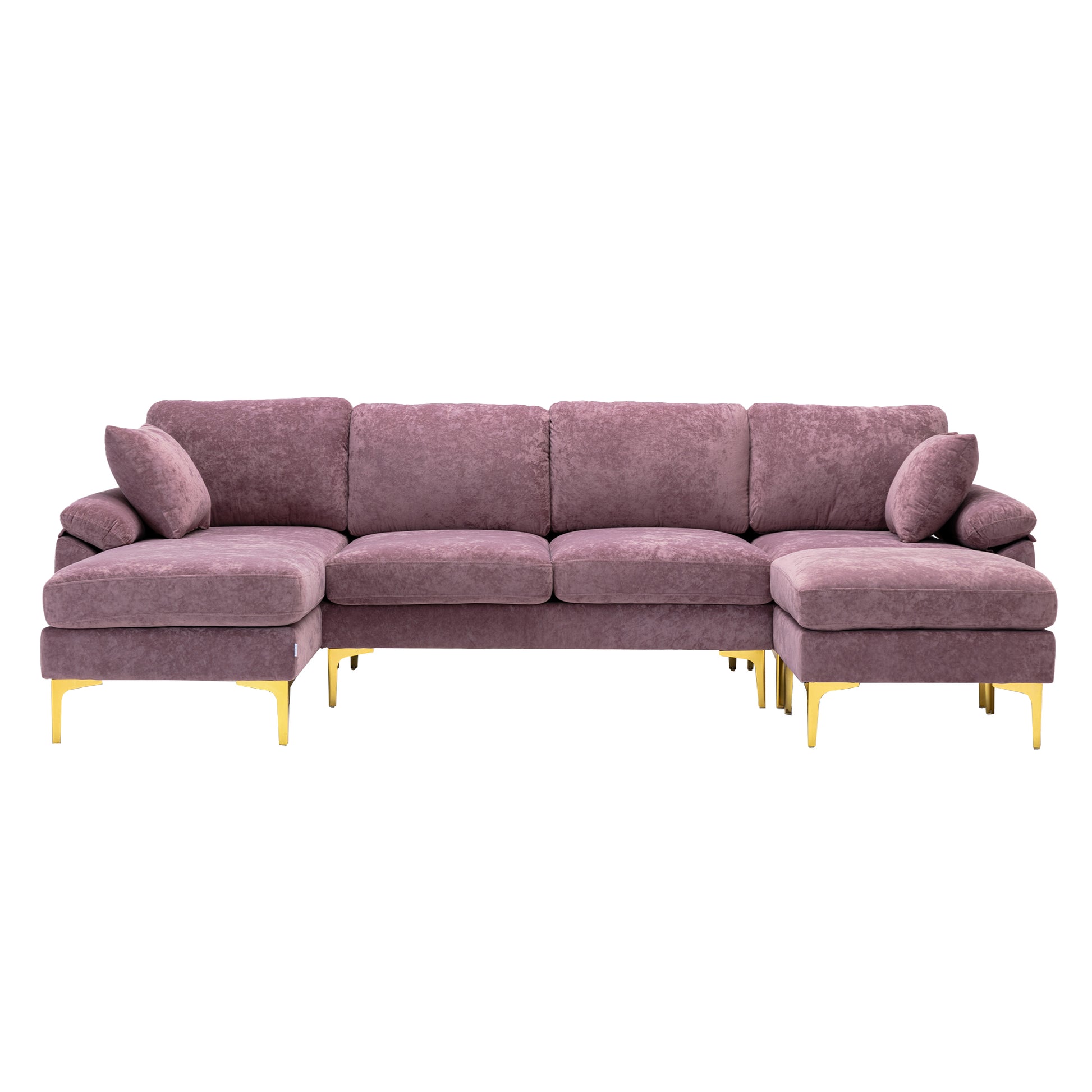 Coolmore U Shape Sectional Sofa With Ottomanreversible Sofa Couch For Living Room,Spacious Furniture,Durable Couch Removable And Machine Washable Cover Purple Velvet Purple Primary Living Space Foam Velvet 4 Seat