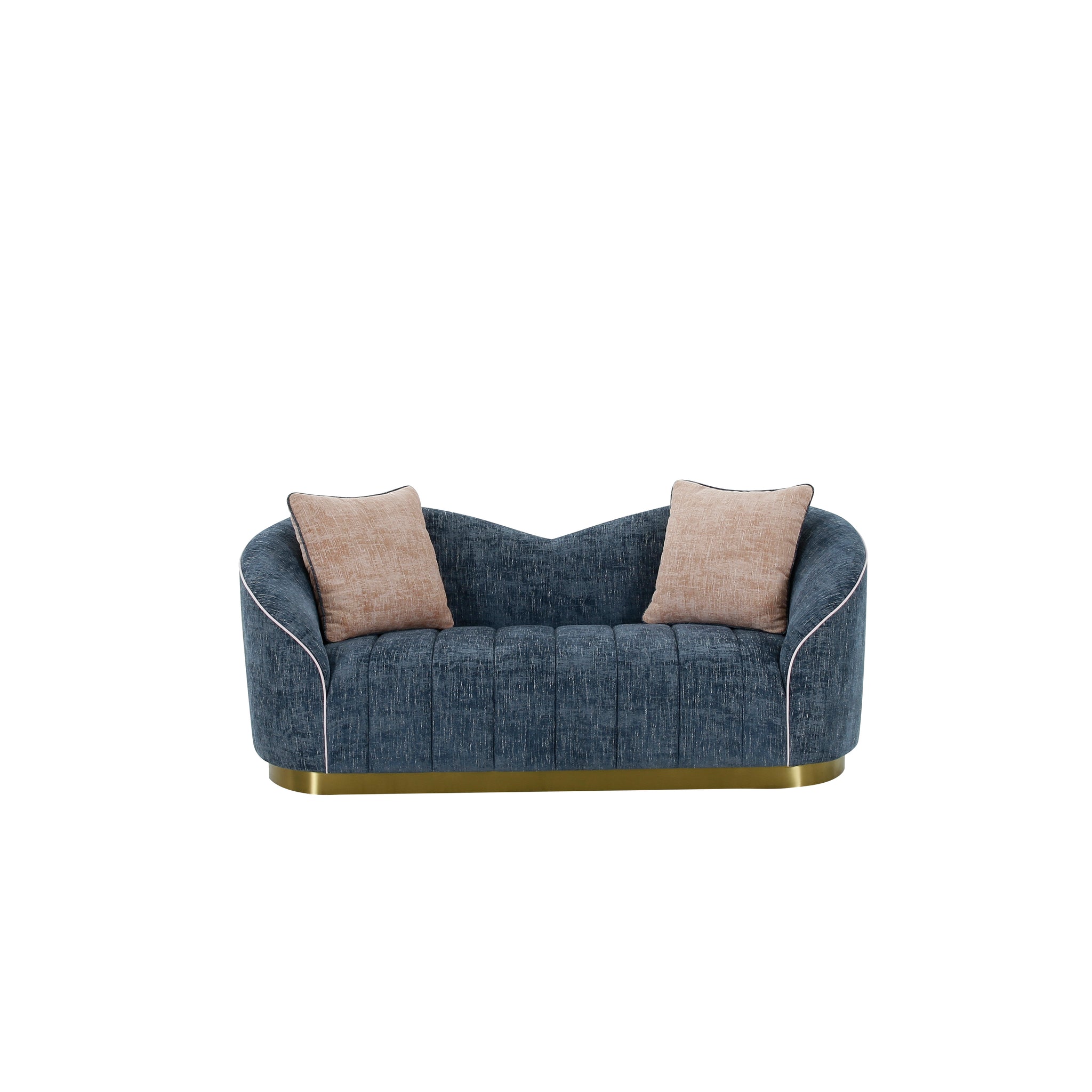 Modern Living Room Loveseat Navy Blue Polyester