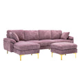 Coolmore U Shape Sectional Sofa With Ottomanreversible Sofa Couch For Living Room,Spacious Furniture,Durable Couch Removable And Machine Washable Cover Purple Velvet Purple Primary Living Space Foam Velvet 4 Seat