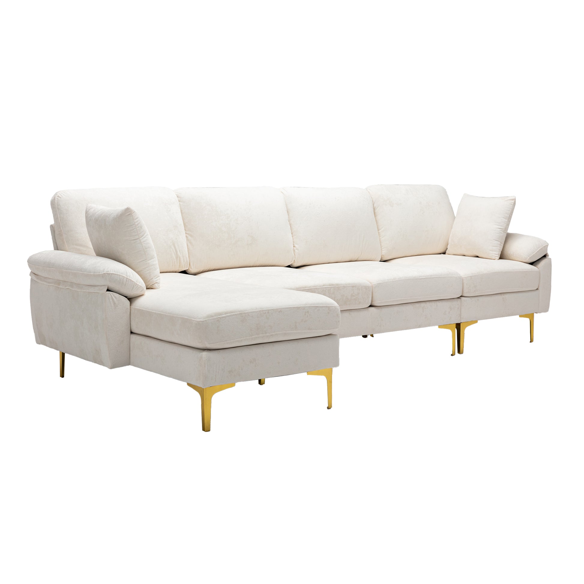 Coolmore U Shape Sectional Sofa With Ottomanreversible Sofa Couch For Living Room,Spacious Furniture,Durable Couch Removable And Machine Washable Cover White Teddy White Foam Velvet 4 Seat