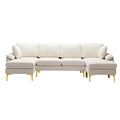 Coolmore U Shape Sectional Sofa With Ottomanreversible Sofa Couch For Living Room,Spacious Furniture,Durable Couch Removable And Machine Washable Cover White Teddy White Foam Velvet 4 Seat