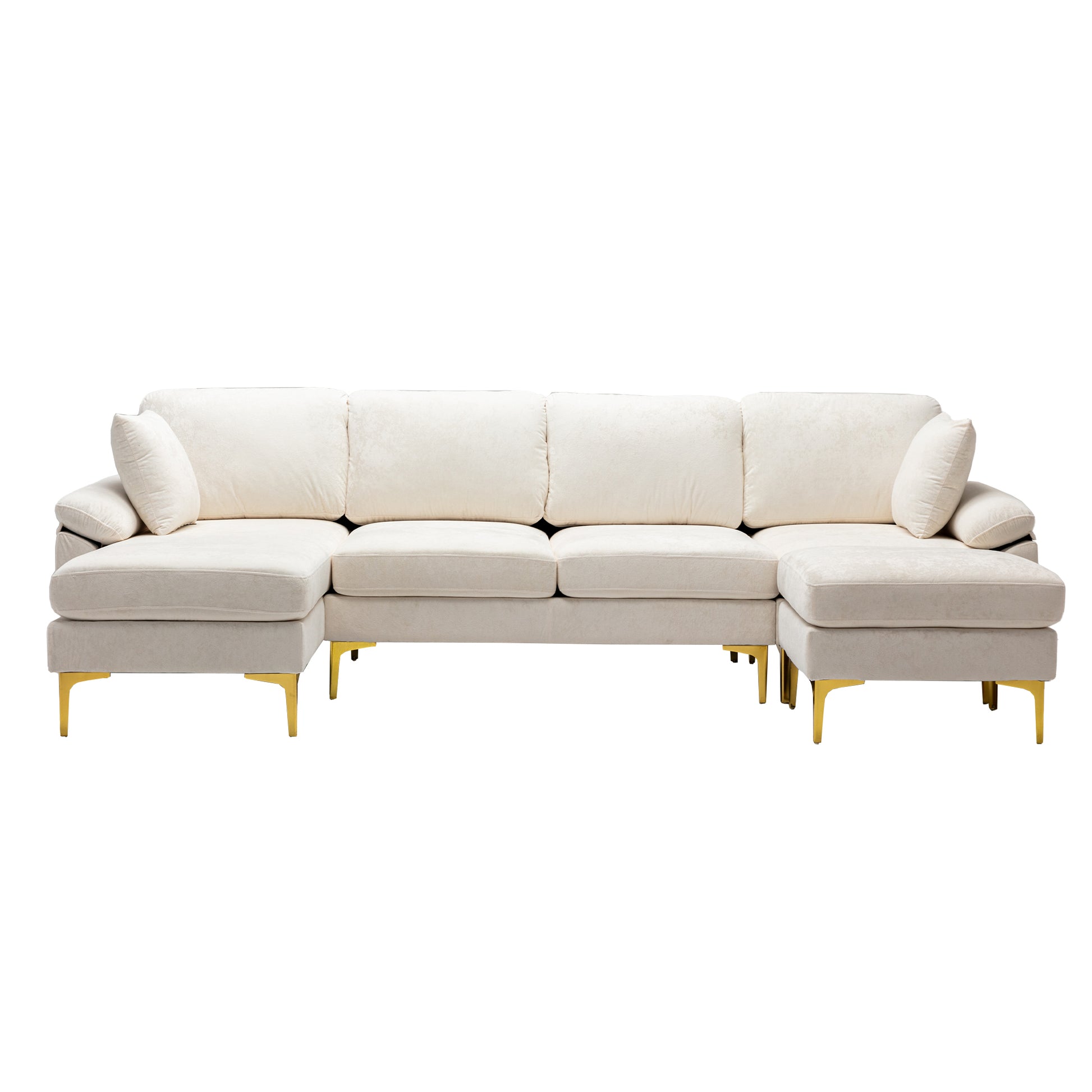 Coolmore U Shape Sectional Sofa With Ottomanreversible Sofa Couch For Living Room,Spacious Furniture,Durable Couch Removable And Machine Washable Cover White Teddy White Foam Velvet 4 Seat