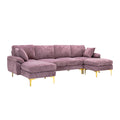 Coolmore U Shape Sectional Sofa With Ottomanreversible Sofa Couch For Living Room,Spacious Furniture,Durable Couch Removable And Machine Washable Cover Purple Velvet Purple Primary Living Space Foam Velvet 4 Seat