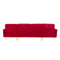 Coolmore U Shape Sectional Sofa With Ottomanreversible Sofa Couch For Living Room,Spacious Furniture,Durable Couch Removable And Machine Washable Cover Red Velvet Red Primary Living Space Foam Velvet 4 Seat