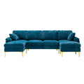 Coolmore U Shape Sectional Sofa With Ottomanreversible Sofa Couch For Living Room,Spacious Furniture,Durable Couch Removable And Machine Washable Cover Light Blue Velvet Light Blue Primary Living Space Foam Velvet 4 Seat
