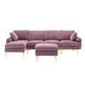 Coolmore U Shape Sectional Sofa With Ottomanreversible Sofa Couch For Living Room,Spacious Furniture,Durable Couch Removable And Machine Washable Cover Purple Velvet Purple Primary Living Space Foam Velvet 4 Seat