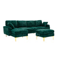Coolmore U Shape Sectional Sofa With Ottomanreversible Sofa Couch For Living Room,Spacious Furniture,Durable Couch Removable And Machine Washable Cover Emerald Velvet Emerald Primary Living Space Foam Velvet 4 Seat