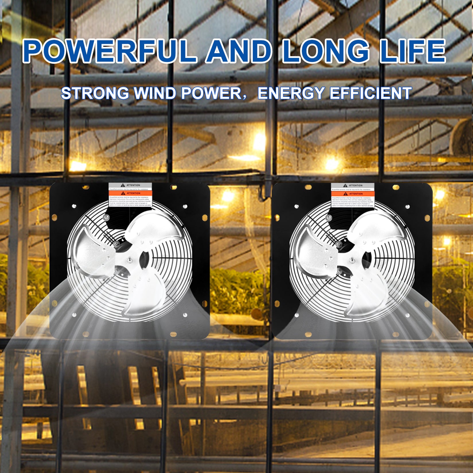 Ipower 12 Inch Exhaust Fan Aluminum, High Speed 1300Rpm, 1 Pack, Silver Black Steel