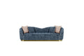 Modern Living Room 4 Seater Sofa Navy Blue Polyester