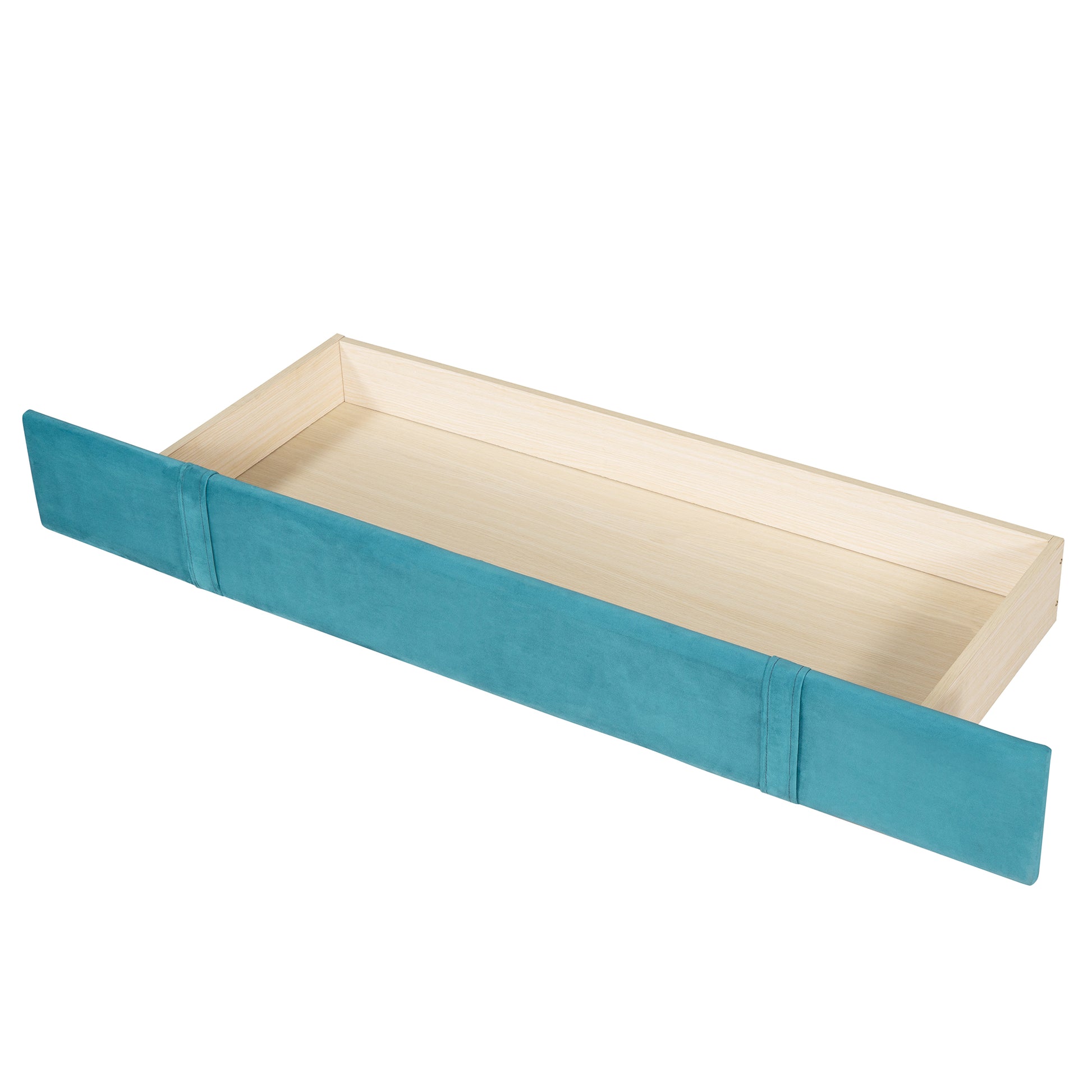 Queen Size Storage Bed Velvet Upholstered Platform Bed With Wingback Headboard And A Big Drawer Blue Blue Upholstered