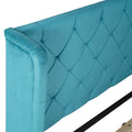 Queen Size Storage Bed Velvet Upholstered Platform Bed With Wingback Headboard And A Big Drawer Blue Blue Upholstered