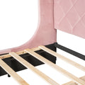 Queen Size Storage Bed Velvet Upholstered Platform Bed With Wingback Headboard And A Big Drawer Pink Pink Upholstered