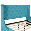 Queen Size Storage Bed Velvet Upholstered Platform Bed With Wingback Headboard And A Big Drawer Blue Blue Upholstered