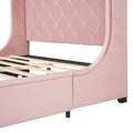 Queen Size Storage Bed Velvet Upholstered Platform Bed With Wingback Headboard And A Big Drawer Pink Pink Upholstered