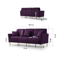Living Room Sofa Velvet Upholstered Couch Furniture For Home Or Office 3 Seat,Purple Purple Foam Velvet 3 Seat
